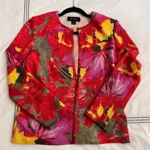 Women's St. John floral knit jacket with crystal details